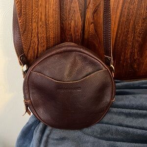 Portland Leather Brown All Leather Circle Crossbody, distressed look, good cond